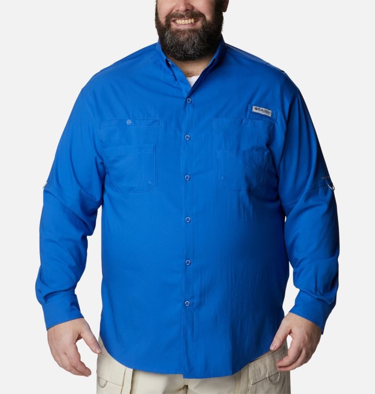 Men\'s Columbia PFG Tamiami II Long Sleeve Shirts Blue | Plus Size CA-R5C4A